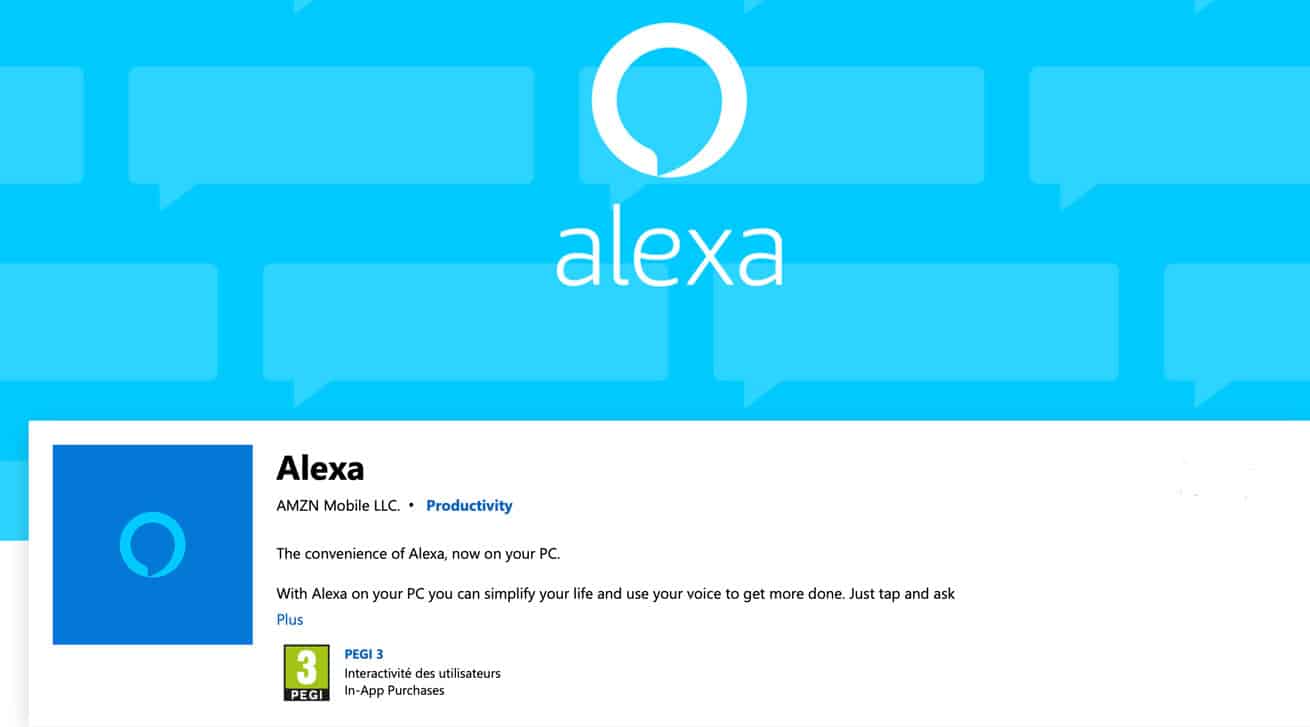 Amazon lance l'application Alexa sur le Windows App Store.