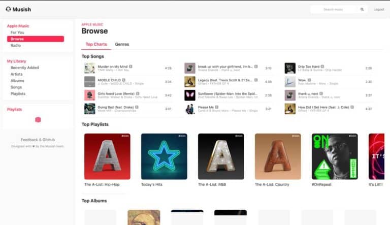 Musish : Service non officielle d’iTunes d’Apple Music.