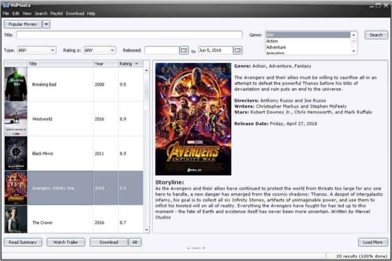 Rechercher et télécharger des films et séries avec Vidmasta