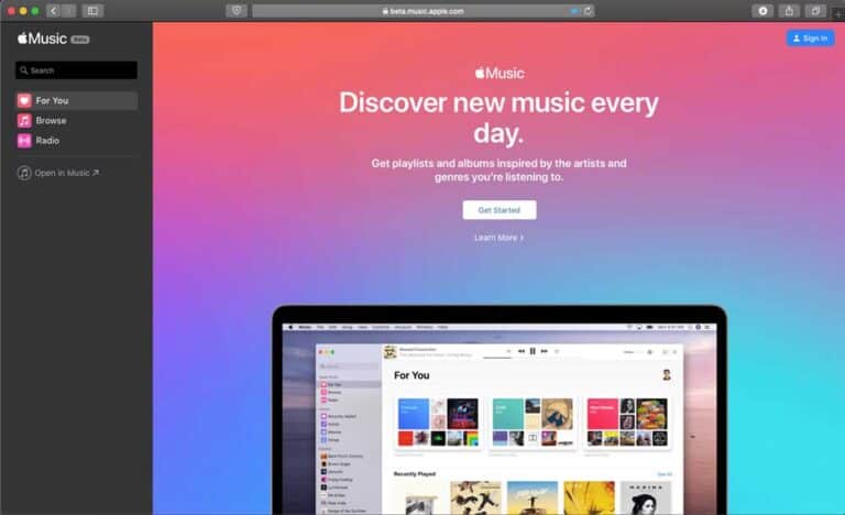 Apple Music Web version bêta