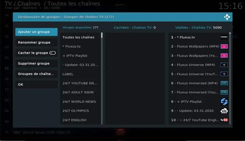 gerer groupe kodi