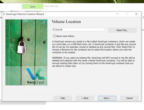 veracrypt volume location