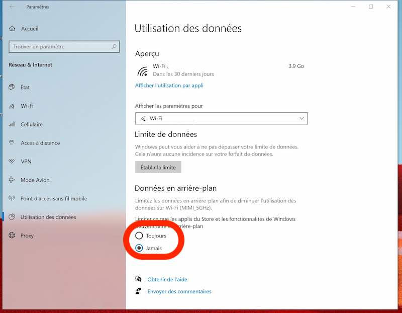 windows donnees limites toujours 1